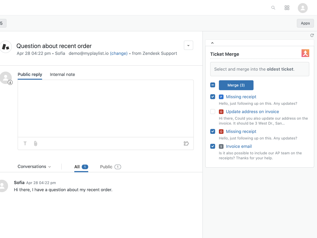 Ticket Merge App Integration with Zendesk Support